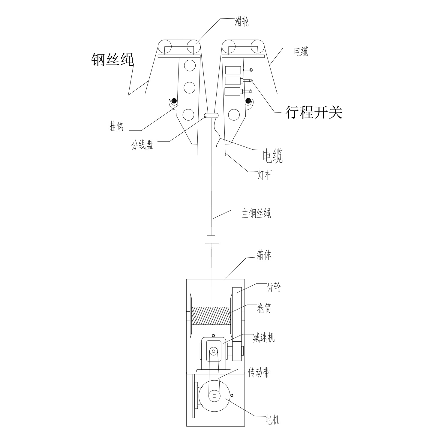 高桿燈升降機(jī)構(gòu)圖紙